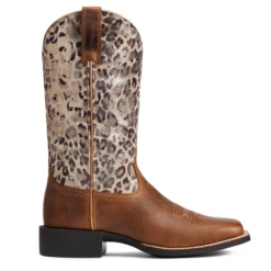 Ariat Ladies Round Up Pearl Brown & Leopard Wide Square 10040363 9 Ariat Ladies Round Up Pearl Brown & Leopard Wide Square 10040363 -Ariat Shoes Shop 10030363 side