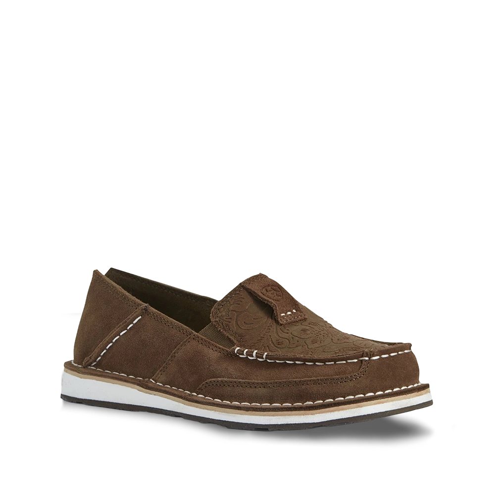 Ariat Ladies Cruiser Floral Embossed Suede Brown Slip On Shoes 10031609 3 Ariat Ladies Cruiser Floral Embossed Suede Brown Slip On Shoes 10031609