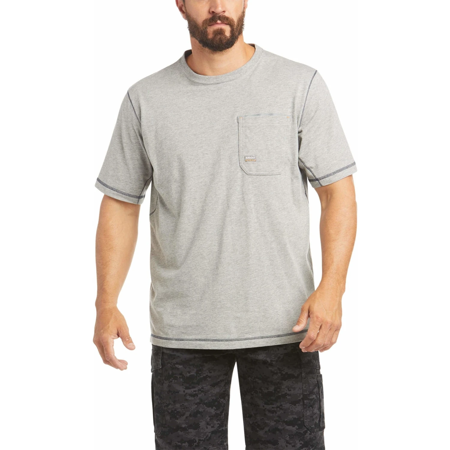 Ariat® Men's Rebar Workman Logo Tee Heather Grey 10035400 4 Ariat® Men's Rebar Workman Logo Tee Heather Grey 10035400 - Image 2
