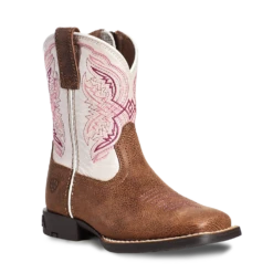 Ariat Kid's Double Kicker Adobe Tan & Pearlized Pink Boots 10036850
