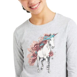 Ariat Children's My Unicorn Long Sleeve Heather Grey T-Shirt 10037353 -Ariat Shoes Shop 10037353 01