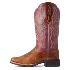 Ariat Ladies Primera Dark Tan & Pomegranate StretchFit Boots 10038461 -Ariat Shoes Shop 10038461 side