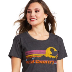 Ariat® Ladies Wild Country Short Sleeve Charcoal Heather Tee 10039970 -Ariat Shoes Shop 10039970 2
