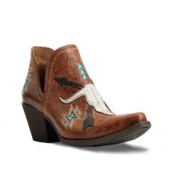 Ariat Ladies Encore Southwestern Cognac Snip Toe Booties 10040376