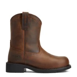 Ariat Ladies Fatbaby® Distressed Brown Pull On Steel Toe Work Boots 10040431 -Ariat Shoes Shop 10040431 side