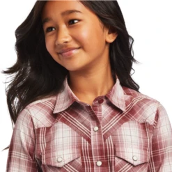 Ariat® Girls R.E.A.L™ Brown Plaid Snap Button Down Shirt 10040630 6 Ariat® Girls R.E.A.L™ Brown Plaid Snap Button Down Shirt 10040630 -Ariat Shoes Shop 10040630c
