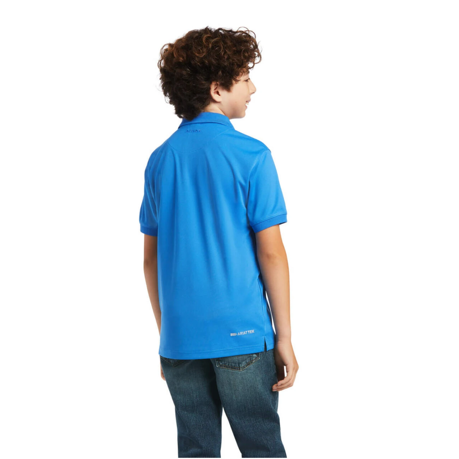 Ariat® Youth Boy's TEK Short Sleeve Aegean Blue Polo Shirt 10040659 4 Ariat® Youth Boy's TEK Short Sleeve Aegean Blue Polo Shirt 10040659 - Image 2