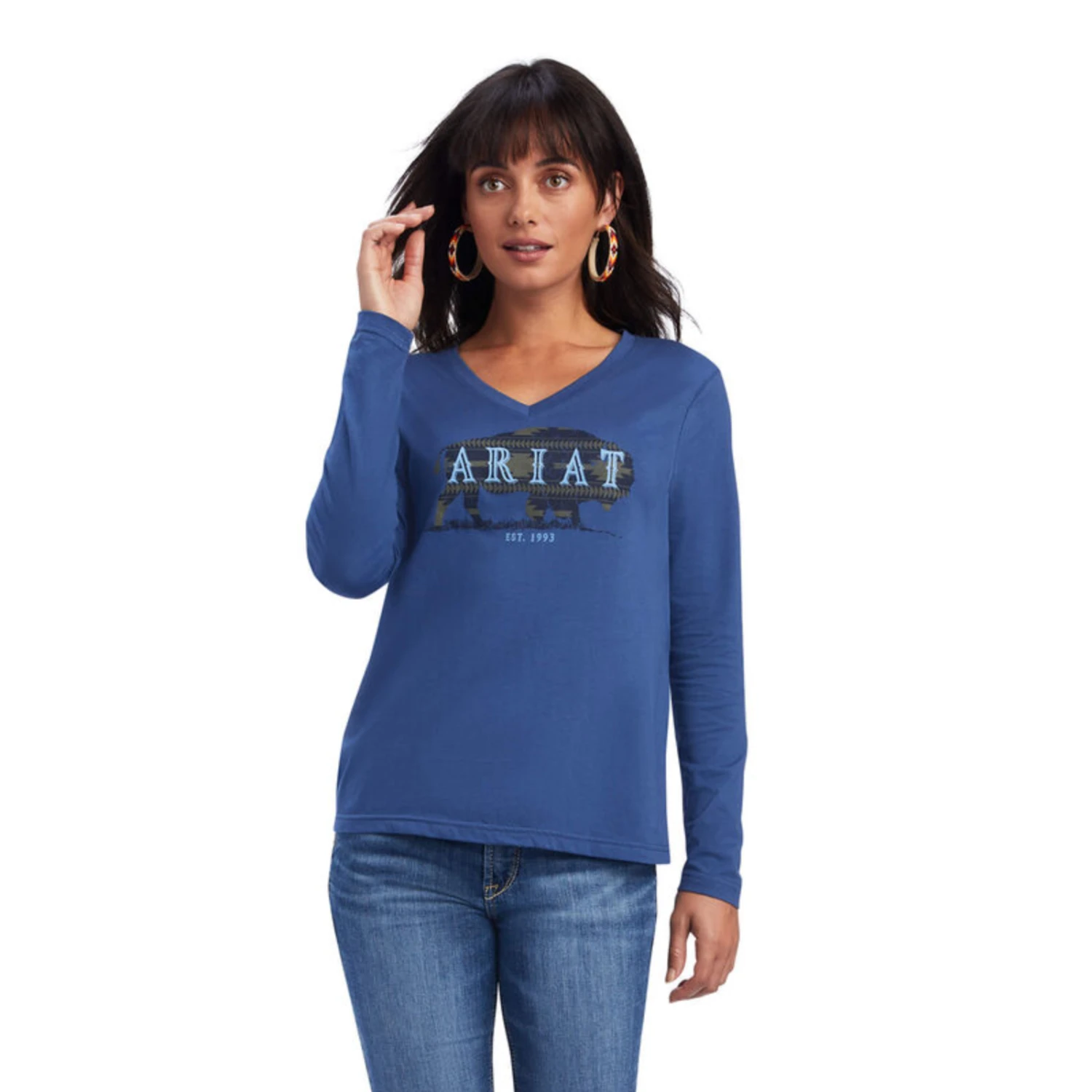 Ariat Ladies R.E.A.L™ Chest Logo Relaxed True Navy T-shirt 10041336 3 Ariat Ladies R.E.A.L™ Chest Logo Relaxed True Navy T-shirt 10041336