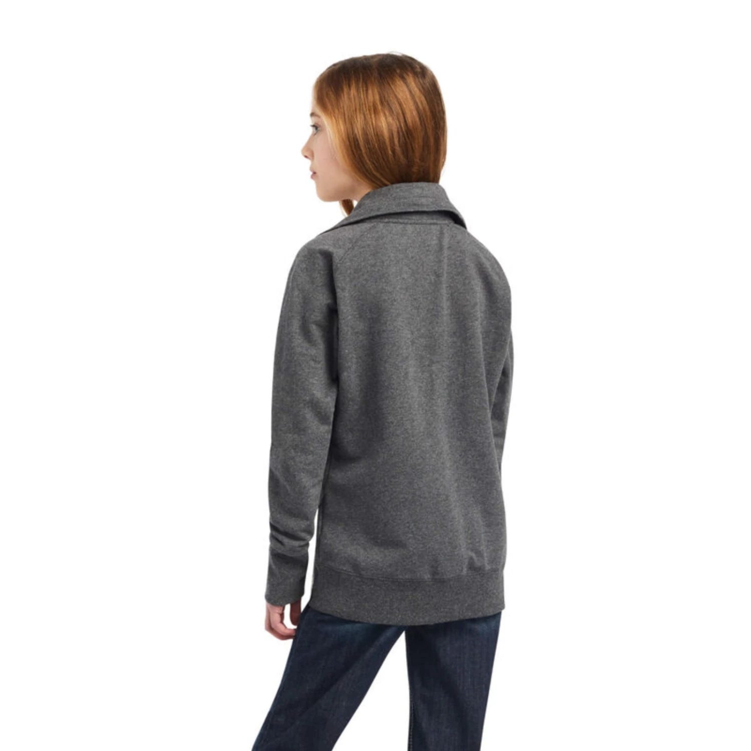 Ariat® Girl's Team Logo Full Zip Charcoal Grey Sweatshirt 10041370 4 Ariat® Girl's Team Logo Full Zip Charcoal Grey Sweatshirt 10041370 - Image 2