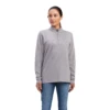 Ariat® Ladies Rebar Foundation 1/4 Zip Heather Grey Shirt 10041411 -Ariat Shoes Shop 10041411a