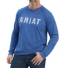 Ariat® Men's Rebar CottonStrong Block Metal Blue T-Shirt 10041590 1 Ariat® Men's Rebar CottonStrong Block Metal Blue T-Shirt 10041590 -Ariat Shoes Shop 10041590