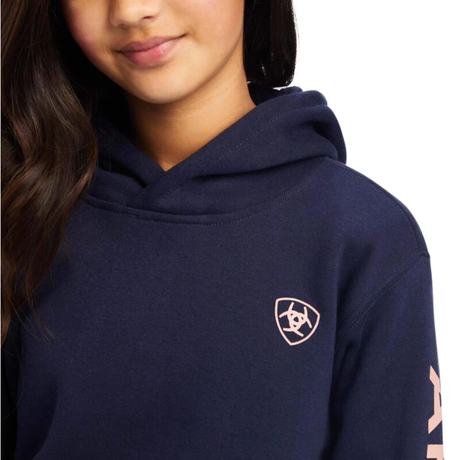 Ariat® Girl's R.E.A.L™ Arm Logo Navy Eclipse Hoodie 10041655 4 Ariat® Girl's R.E.A.L™ Arm Logo Navy Eclipse Hoodie 10041655 - Image 2