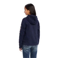 Ariat® Girl's R.E.A.L™ Arm Logo Navy Eclipse Hoodie 10041655 7 Ariat® Girl's R.E.A.L™ Arm Logo Navy Eclipse Hoodie 10041655 -Ariat Shoes Shop 10041655c