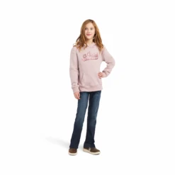 Ariat® Girl's R.E.A.L™ Glitter Logo Nostalgia Rose Heather Hoodie 10042234 -Ariat Shoes Shop 10042234d