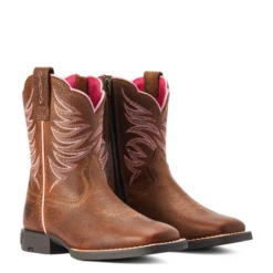 Ariat® Girl's Firecatcher Pink And Rowdy Brown Western Boots 10042415 -Ariat Shoes Shop 10042415a