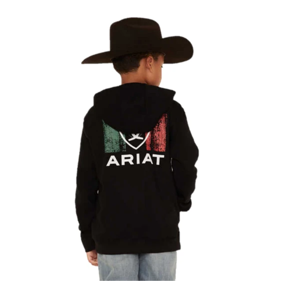 Ariat® Youth Shield Mexico Black Hooded Sweatshirt 10042599 3 Ariat® Youth Shield Mexico Black Hooded Sweatshirt 10042599