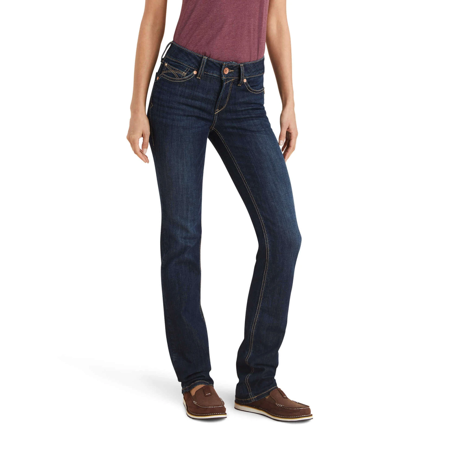 Ariat Ladies R.E.A.L Perfect Rise Greta Straight Dark Wash Denim Jeans 10043145 4 Ariat Ladies R.E.A.L Perfect Rise Greta Straight Dark Wash Denim Jeans 10043145 - Image 2