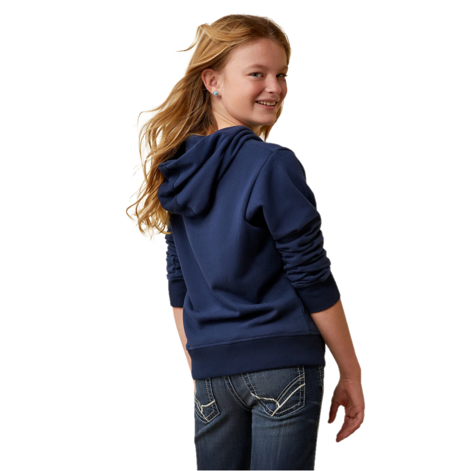 Ariat® Youth Girl's 3D Logo 2.0 Navy & Red Hoodie 10043381 4 Ariat® Youth Girl's 3D Logo 2.0 Navy & Red Hoodie 10043381 - Image 2