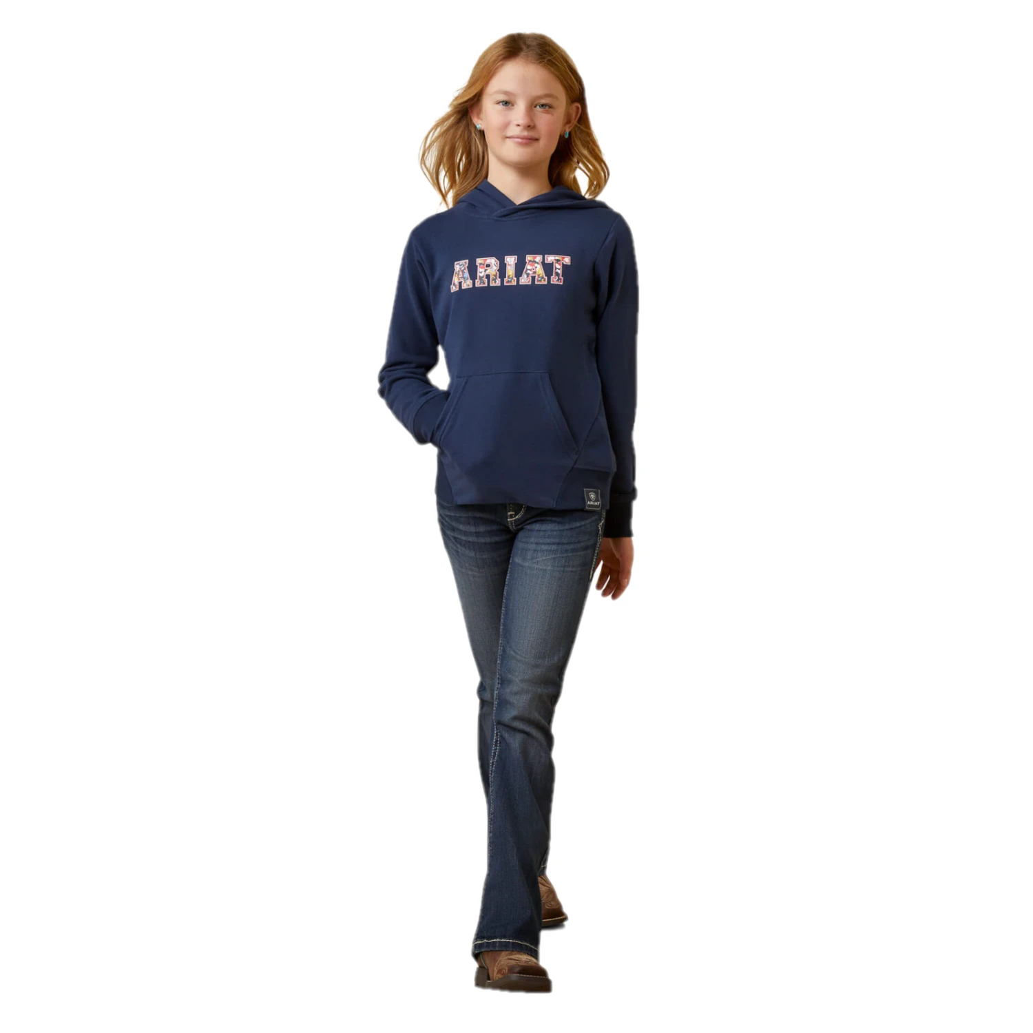 Ariat® Youth Girl's 3D Logo 2.0 Navy & Red Hoodie 10043381 5 Ariat® Youth Girl's 3D Logo 2.0 Navy & Red Hoodie 10043381 - Image 3