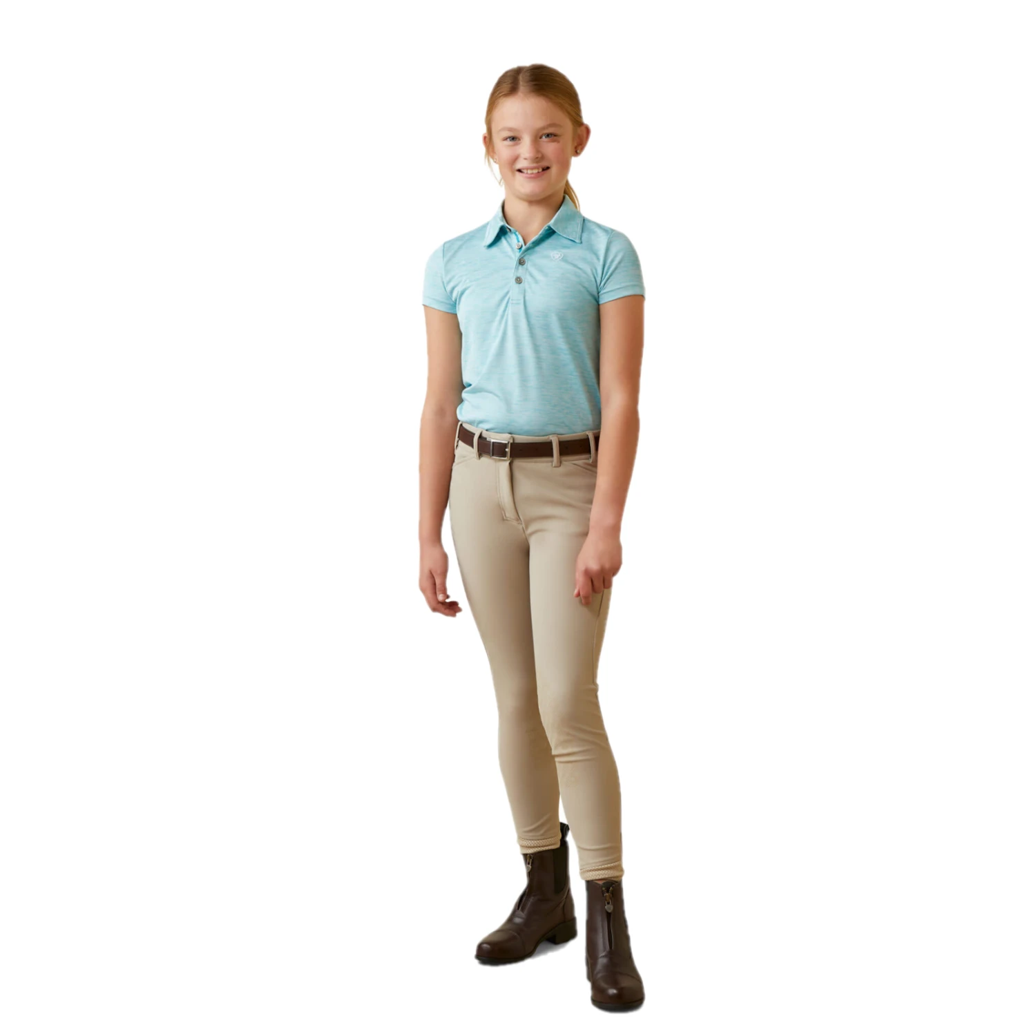Ariat® Girl's Laguna Heather Maui Blue Polo Shirt 10043555 5 Ariat® Girl's Laguna Heather Maui Blue Polo Shirt 10043555 - Image 3