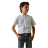 Ariat® Boys Luca Mini Diamond Print White Button Down Shirt 10043715 -Ariat Shoes Shop 10043715a