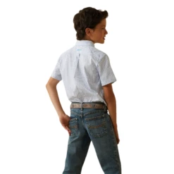 Ariat® Boys Luca Mini Diamond Print White Button Down Shirt 10043715 -Ariat Shoes Shop 10043715b