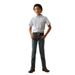 Ariat® Boys Luca Mini Diamond Print White Button Down Shirt 10043715 -Ariat Shoes Shop 10043715c