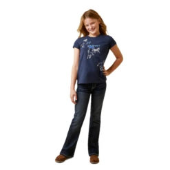 Ariat® Girls Frolic Horse Print Navy Eclipse T-Shirt 10043734 -Ariat Shoes Shop 10043734c