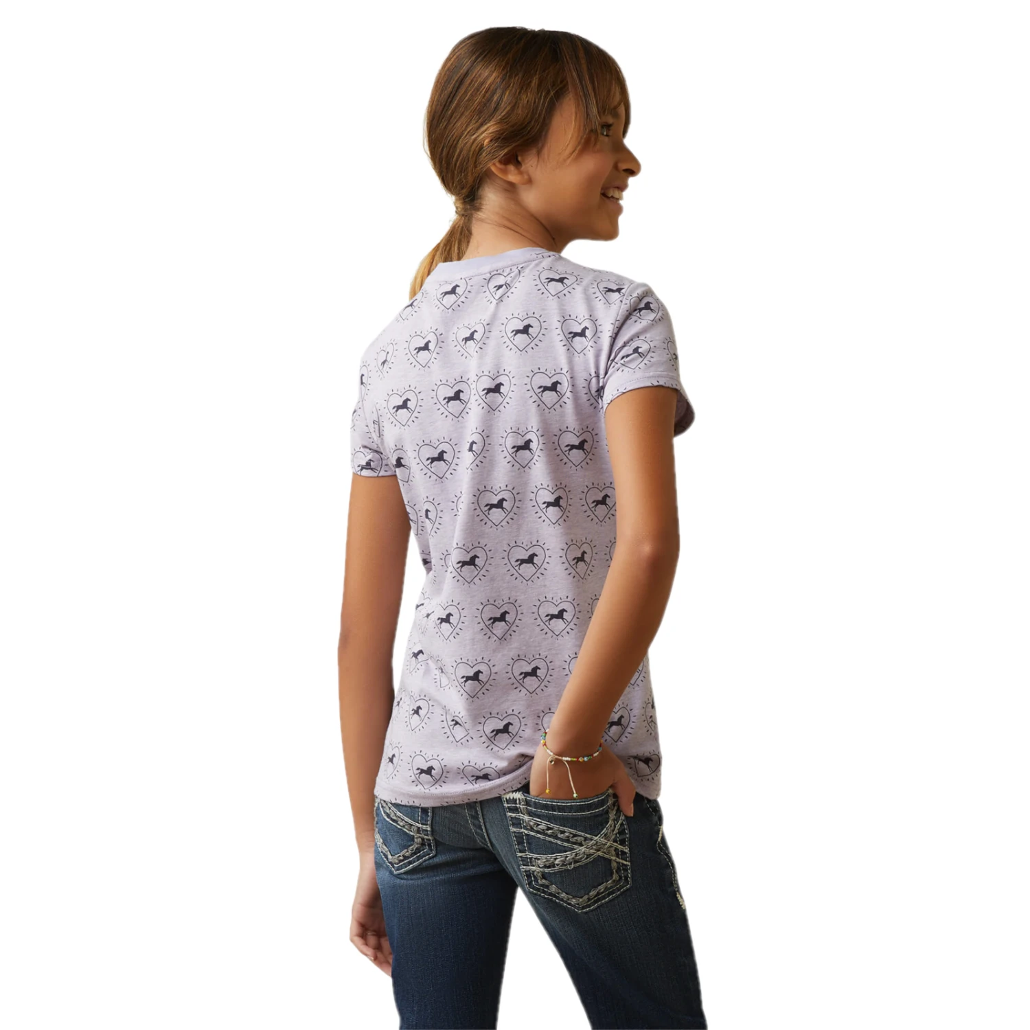 Ariat® Girls So Love Hearts & Horses Heather Grey T-Shirt 10043736 4 Ariat® Girls So Love Hearts & Horses Heather Grey T-Shirt 10043736 - Image 2