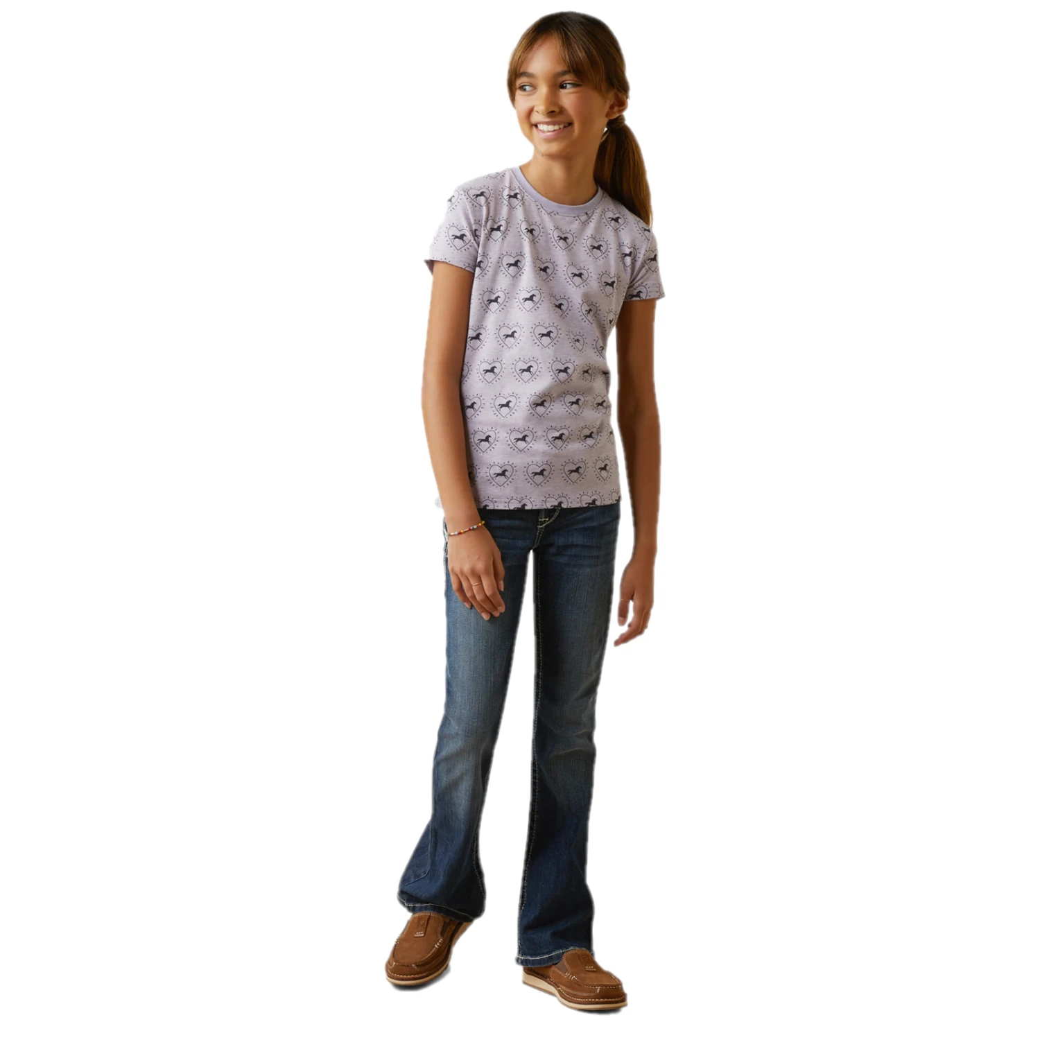 Ariat® Girls So Love Hearts & Horses Heather Grey T-Shirt 10043736 6 Ariat® Girls So Love Hearts & Horses Heather Grey T-Shirt 10043736 - Image 4
