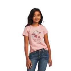 Ariat® Youth Girl's Bridal Pink Real Moo-Cha Cha T-Shirt 10040641