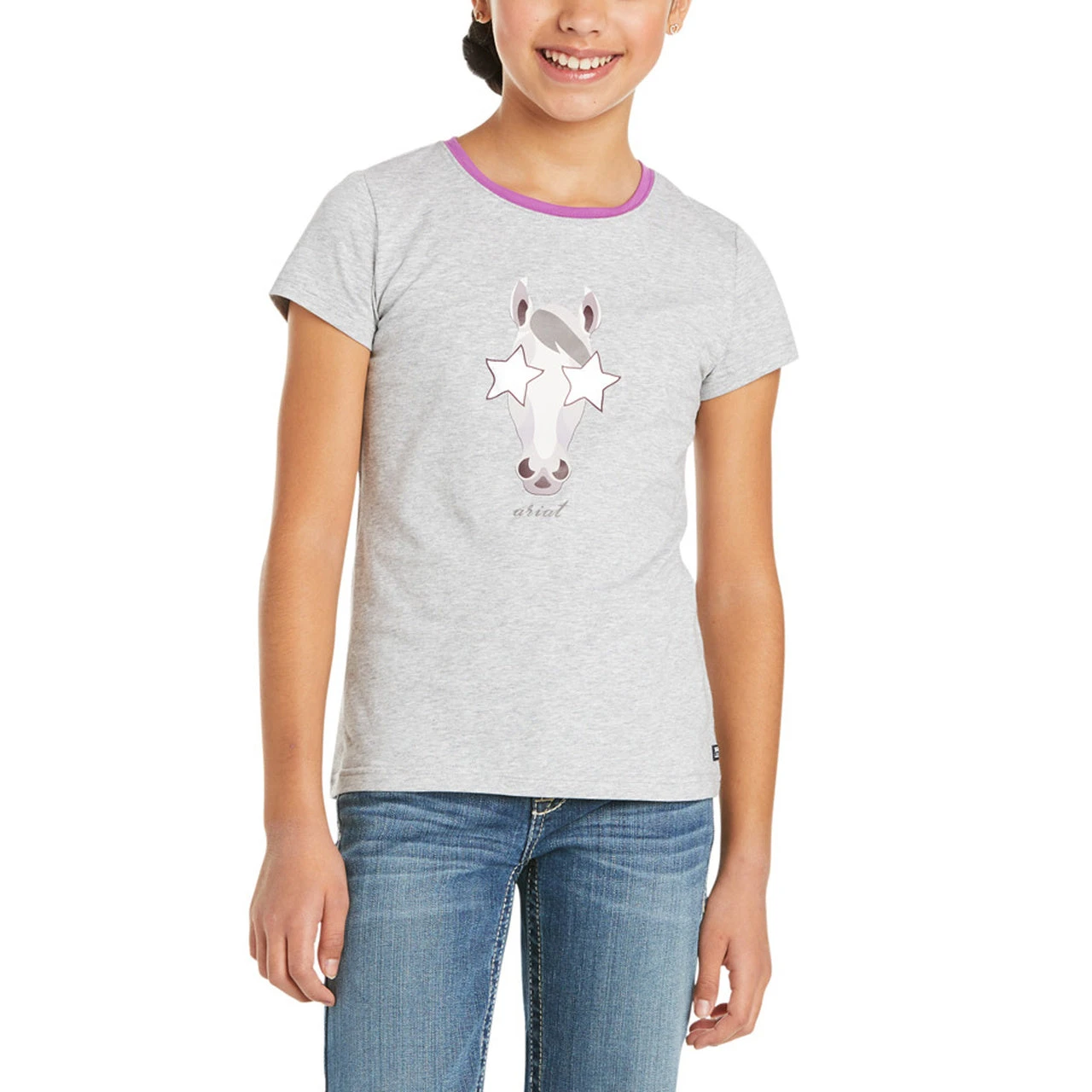 Ariat Childrens Hollywood Heather Grey Short Sleeve T-Shirt 10035273 3 Ariat Childrens Hollywood Heather Grey Short Sleeve T-Shirt 10035273