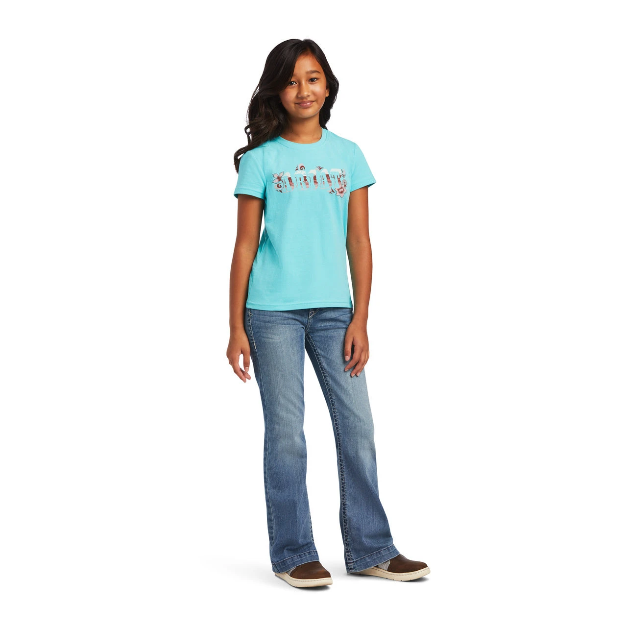 Ariat Girls Amazonite Blue Real Cactus T-Shirt 10040640 5 Ariat Girls Amazonite Blue Real Cactus T-Shirt 10040640 - Image 3