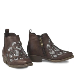 Ariat Girls Dixon Amy Silver Glitter Inlay Tan Booties A441001808