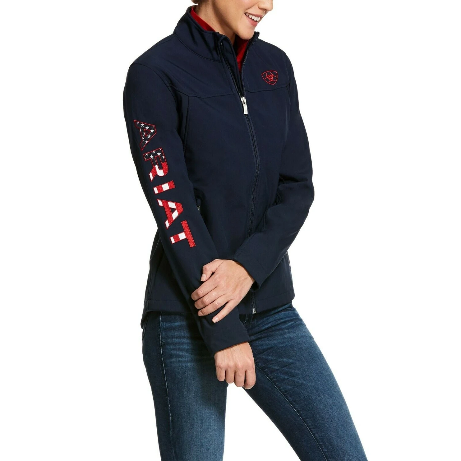 Ariat® Ladies New Team Navy USA Softshell Jackets 10028257 3 Ariat® Ladies New Team Navy USA Softshell Jackets 10028257