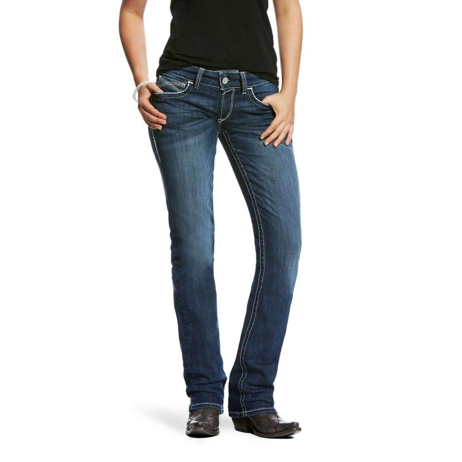 Ariat® Ladies R.E.A.L Stretch Mid Rise Ivy Straight Leg Jeans 10024300 4 Ariat® Ladies R.E.A.L Stretch Mid Rise Ivy Straight Leg Jeans 10024300 - Image 2