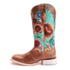 Ariat® Ladies Circuit Champion Floral Brown & Turquoise Boots 10019943 -Ariat Shoes Shop 57 429ae539 cb20 48ca 855f 56348567a14e