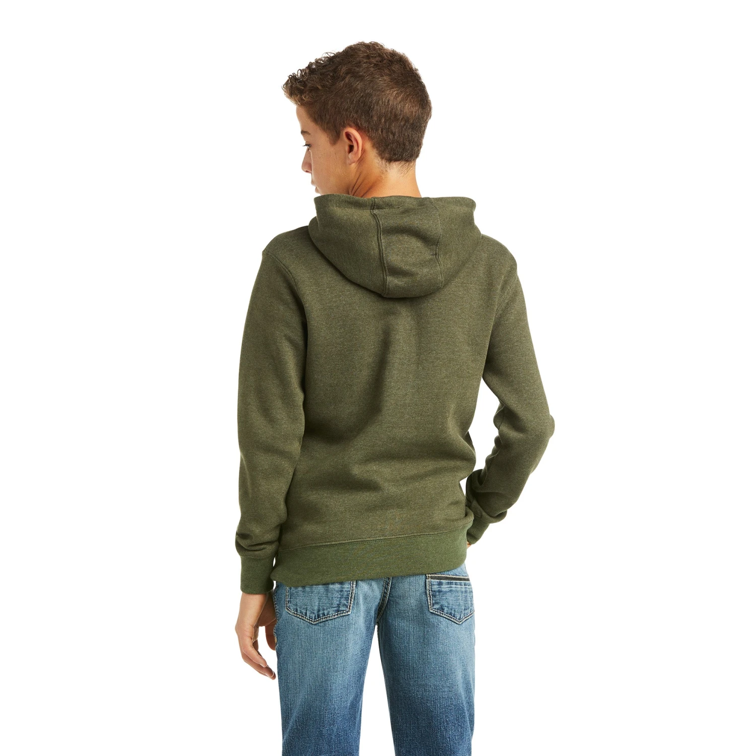 Ariat Kids Basic Brine Olive Double Flag Hoodie 10037005 4 Ariat Kids Basic Brine Olive Double Flag Hoodie 10037005 - Image 2