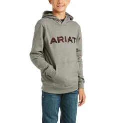 Ariat Kid's Basic Charcoal Raised Logo Hoodie Sweatshirt 10037006