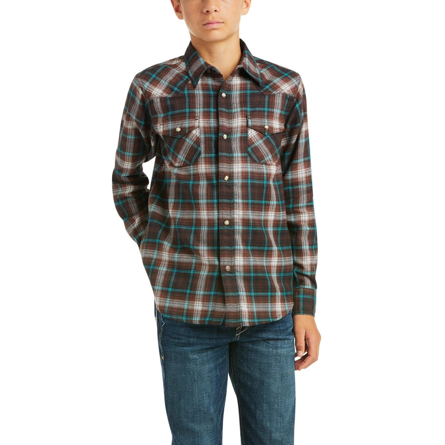 Ariat Boy's Harrisburg Cedarwood Retro Long Sleeve Shirt 10037356 3 Ariat Boy's Harrisburg Cedarwood Retro Long Sleeve Shirt 10037356