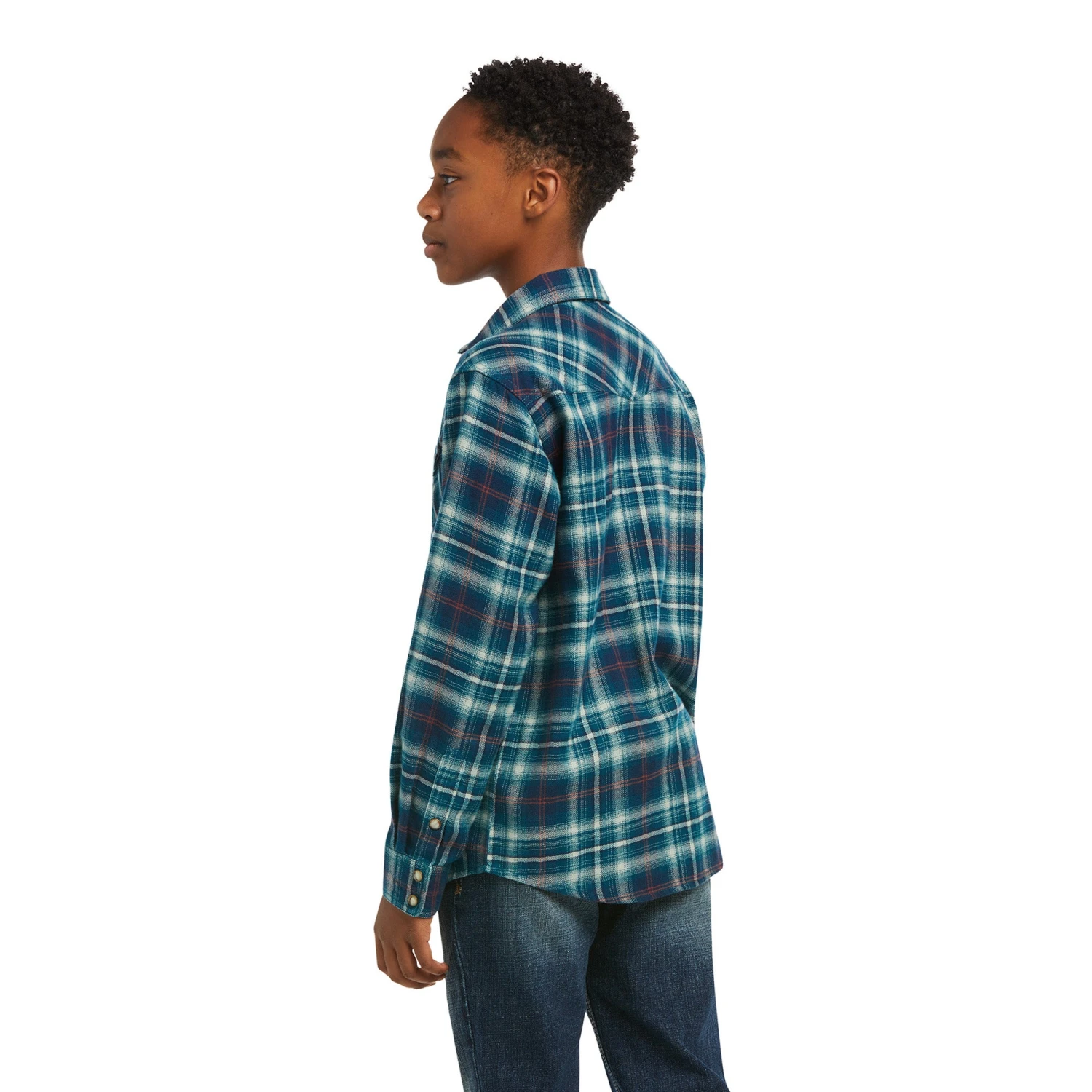 Ariat® Children's Hastings Retro Teal Long Sleeve Snap Shirt 10038070 4 Ariat® Children's Hastings Retro Teal Long Sleeve Snap Shirt 10038070 - Image 2