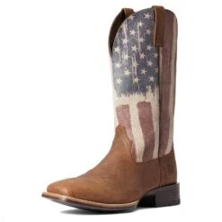 Ariat Men's Patriot Ultra Sorrel Crunch & American Flag Boots 10038396 -Ariat Shoes Shop F21 MNS WEST 10038396 3 4 front