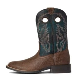 Ariat Men's Sport Buckout Deep Blue Croc Print Boots 10038501 -Ariat Shoes Shop F21 MNS WEST 10038501 side