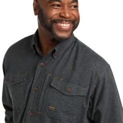 Ariat® Men's Rebar Flannel DuraStretch™ Charcoal Work Shirt 10037412 7 Ariat® Men's Rebar Flannel DuraStretch™ Charcoal Work Shirt 10037412 -Ariat Shoes Shop F21 MNS WORK 10037412 detail01