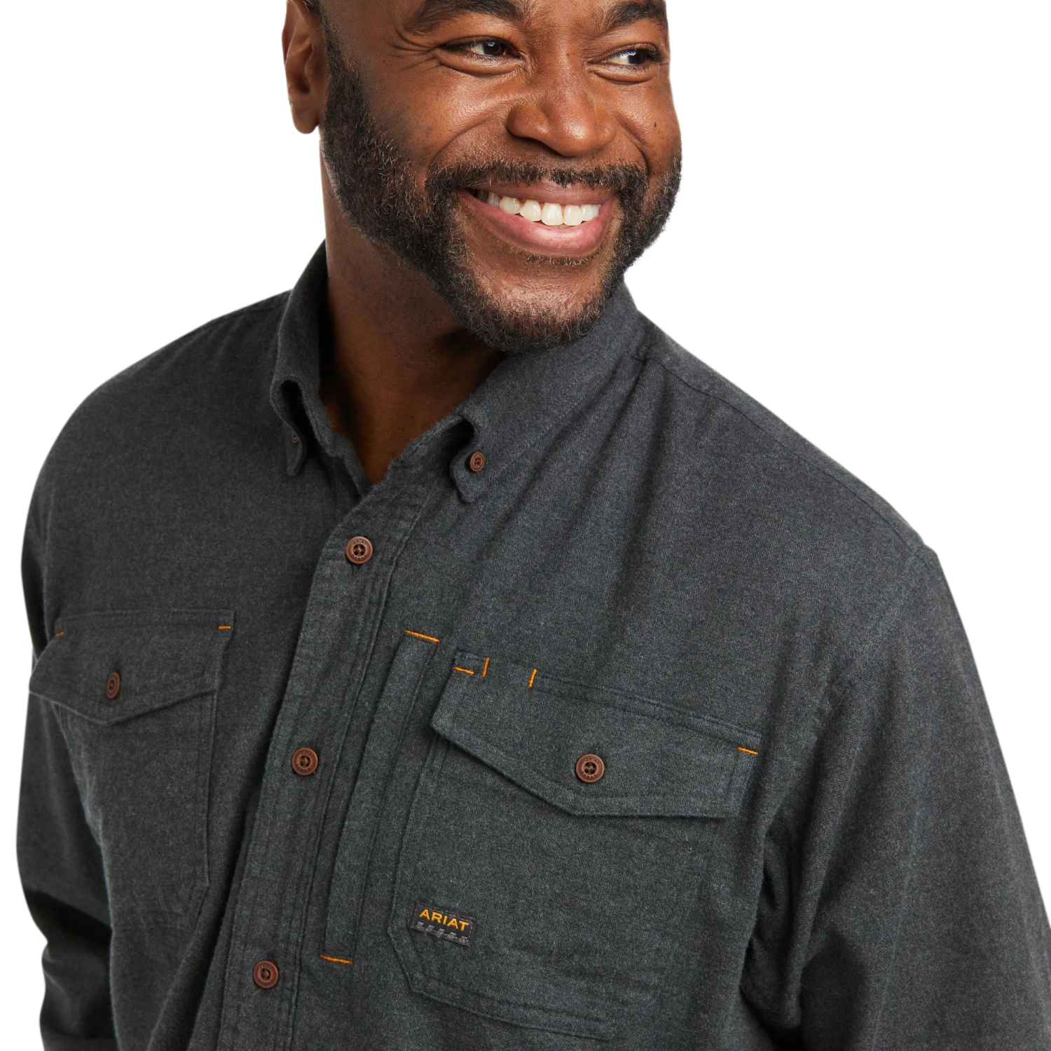 Ariat® Men's Rebar Flannel DuraStretch™ Charcoal Work Shirt 10037412 5 Ariat® Men's Rebar Flannel DuraStretch™ Charcoal Work Shirt 10037412 - Image 3