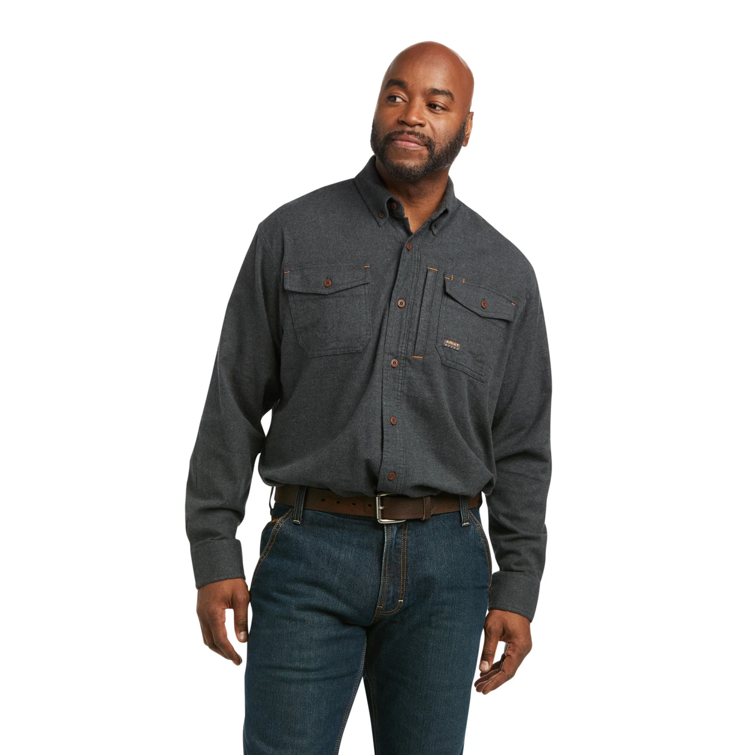 Ariat® Men's Rebar Flannel DuraStretch™ Charcoal Work Shirt 10037412 3 Ariat® Men's Rebar Flannel DuraStretch™ Charcoal Work Shirt 10037412