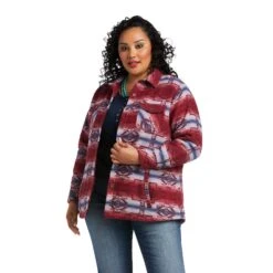 Ariat® Ladies REAL Shacket Tucson Stripe Shirt Jacket 10037455 -Ariat Shoes Shop F21 WMS WEST 10037455 front plus