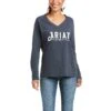 Ariat Ladies REAL Long Sleeve India Ink Logo Tee 10037522 -Ariat Shoes Shop F21 WMS WEST 10037522 front