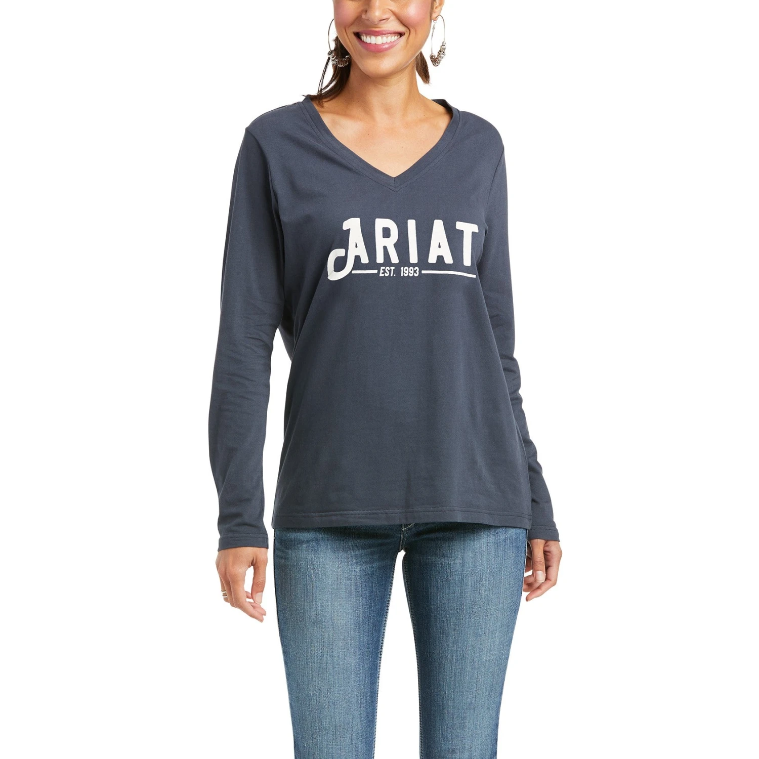Ariat Ladies REAL Long Sleeve India Ink Logo Tee 10037522 3 Ariat Ladies REAL Long Sleeve India Ink Logo Tee 10037522