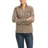 Ariat Ladies Printed Fleece Leopard Quarter Zip Sweatshirt 10037564 -Ariat Shoes Shop F21 WMS WEST 10037564 front